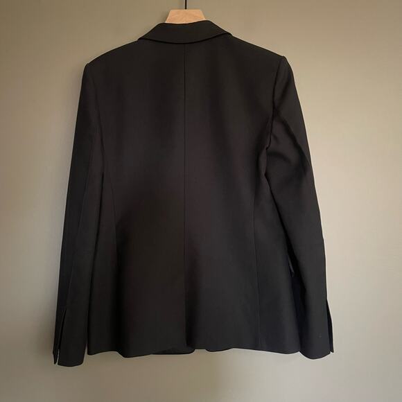 Helmut Lang Shiny Lapel One Button Canvas Tux Blazer Black Size 8 Classic Chic - Picture 10 of 16